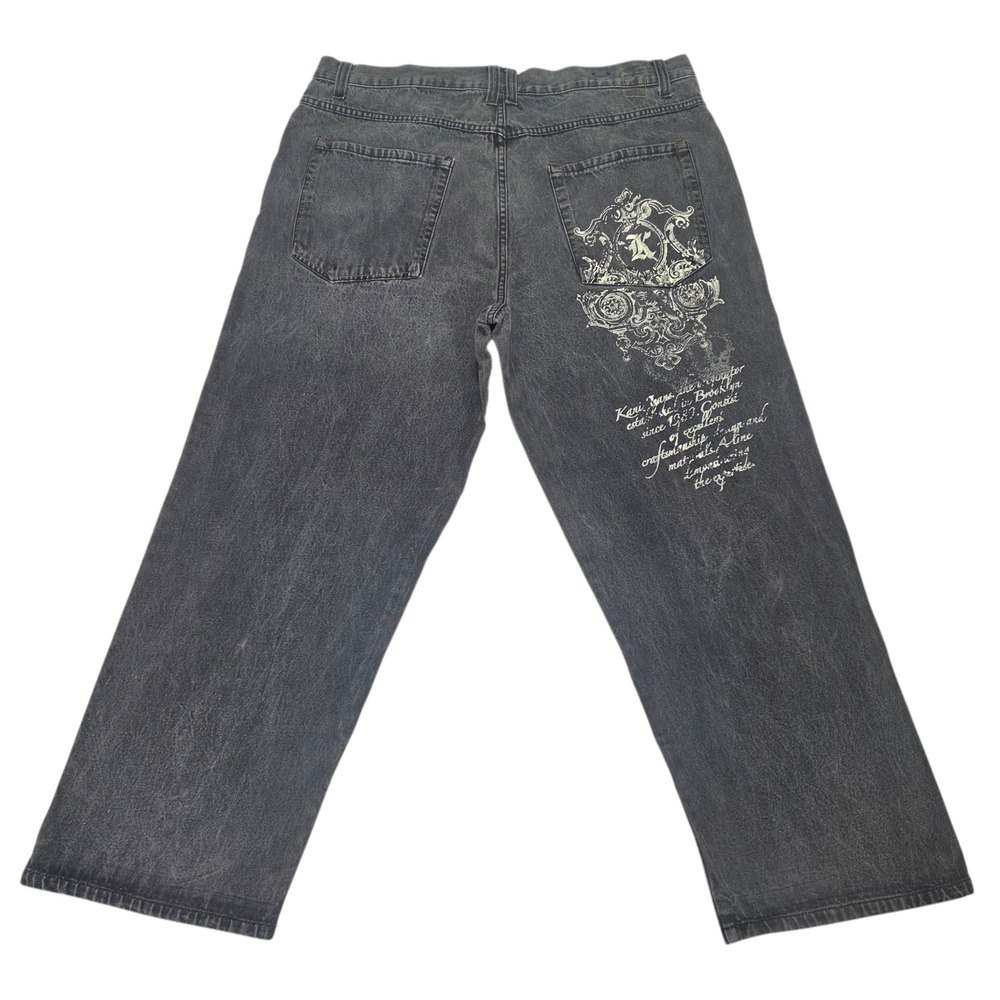 Vth Karl Kani Gold Jeans Mens 42x32 (42x30) Black‎ Wide Leg Baggy 90s Vintage